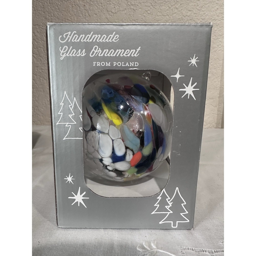 Huta Szkla Zorza Glass Ornament Hand Blown Poland Christmas 4 1/2"